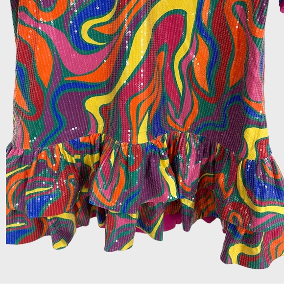 Alden Adair Multicolor Swirl Wonderland Sequin Piper Dress NWT Size XS - Picture 6 of 11
